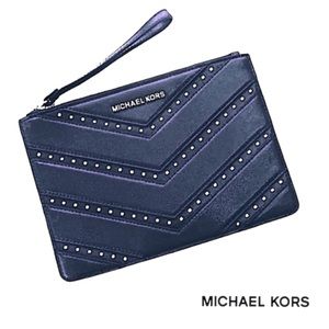 NWT Michael Kors Ellis XL Zip Clutch Wristlet - Navy